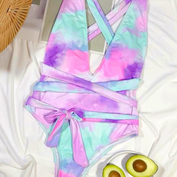 SHEIN Other - NWOT SHEIN Tie Dye Knot Front One Piece Swimsuit Size Medium